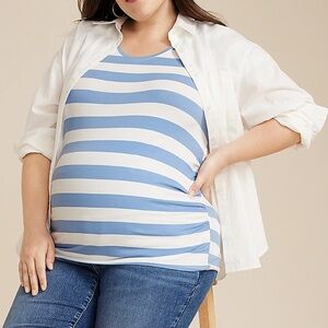 Plus Size Striped Scoop Neck Maternity Tee